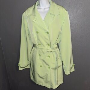 1 Madison Women’s Green Belted Trench Coat Jacket size XL